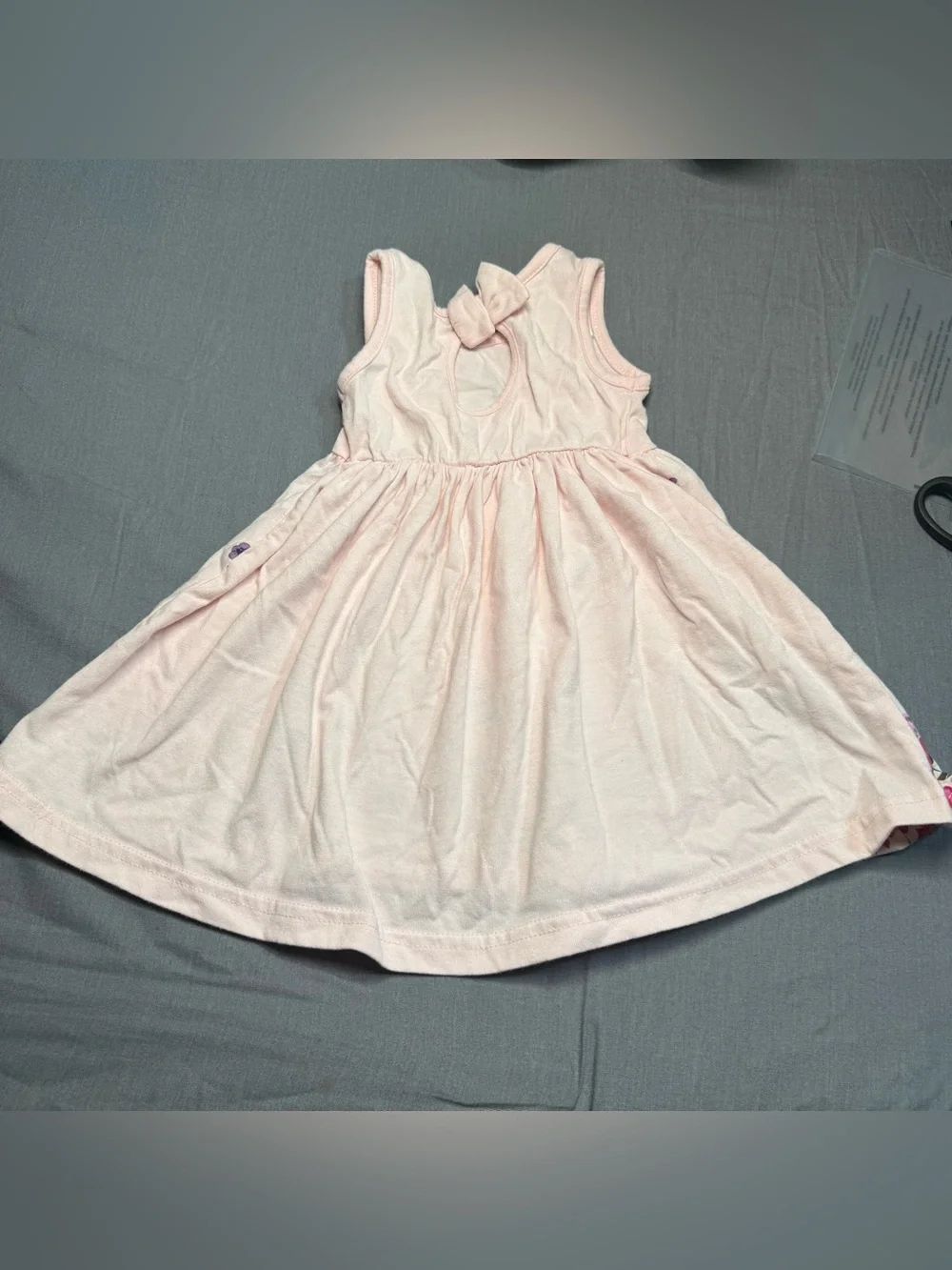 Blueberi Boulevard Pink Floral Sleeveless Dress with Multicolor Border